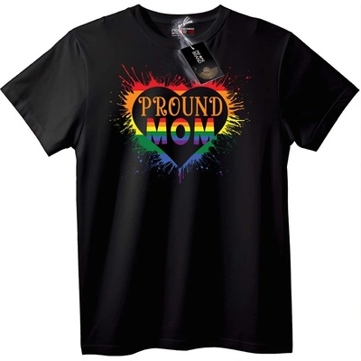 NOONEBRAND Тениска Горда Майка Дъга Сърце - 2XL, Black