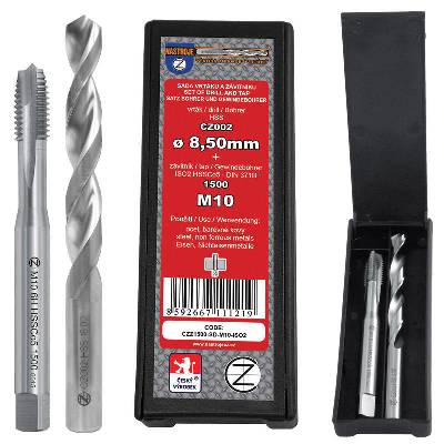 Nastroje Sada strojového závitníka M8x1.25 ISO2 HSSCo5 DIN371B a vrtáku CZ002-06.80