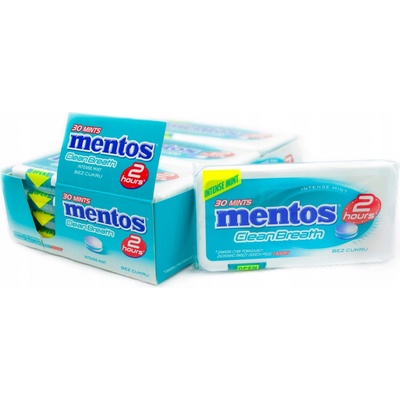 Mentos Clean Breath pastilky Intense Mint 12 x 21 g