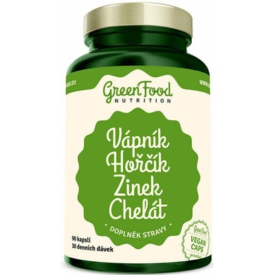 GreenFood Vápník Hořčík Zinek Chelát 90 kapsúl