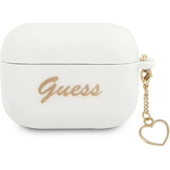 Guess Калъф Guess GUAPLSCHSH Silicone Charm Heart Collection, за Apple AirPods Pro, бял (GUE001891-0)