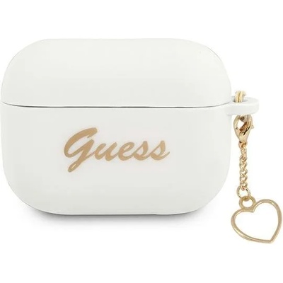 Guess Калъф Guess GUAPLSCHSH Silicone Charm Heart Collection, за Apple AirPods Pro, бял (GUE001891-0)