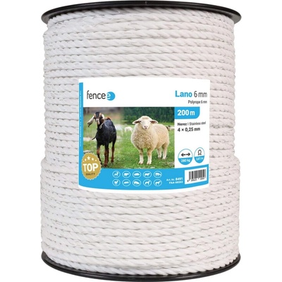 VNT electronics s.r.o. Lano pro elektrický ohradník, průměr 6 mm, bílé, délka 200 m
