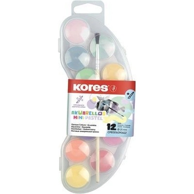 Kores "Akuarellos Mini" vodové farby 12-kusové, 25 mm pastelové
