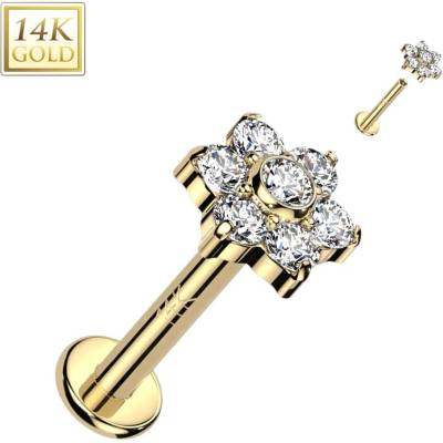 S4U Zlatý piercing do brady labreta, Au 585/1000 (1,2 x 8 mm) ZL01248-1208-YG
