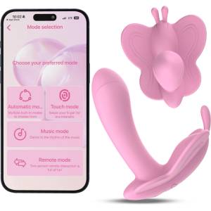 SuperLove Butterfly Panty Vibrator with App Pink