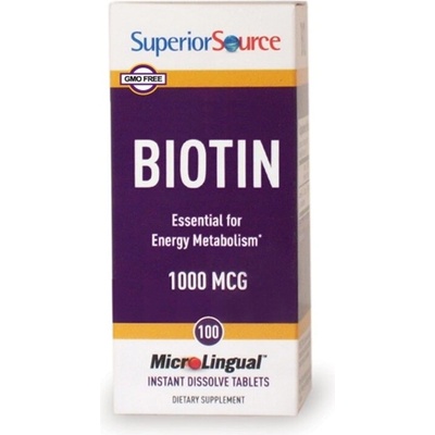 Биотин - Коса и кожа, 1000 mg х 100 сублингвални таблетки Superior Source (90090 SS)