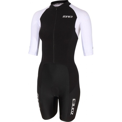 Zone3 Ltd Women's Lava Long Distance Full Zip Short Sleeve Tri suit Black/White/Green