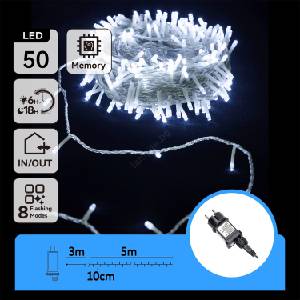 Aigostar - Външна LED гирлянда 50xLED/8 функции 8m IP44 студено бяло (AI1381)