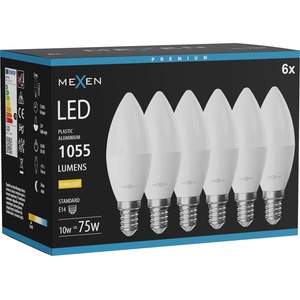 Mexen Nova 6x LED крушка E14, C37, 10W, Топла - 3000K, 1055 lm - L102-E14-1030-01x06 (L102-E14-1030-01x06)