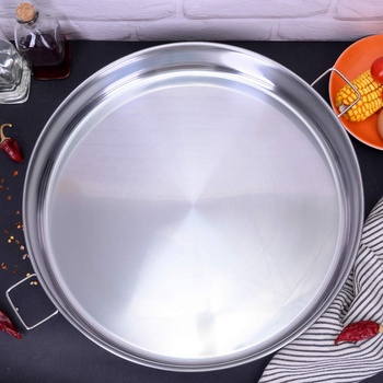 Image 1 of 36 см кръгла голяма тава от алпака с дръжки