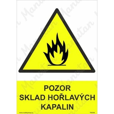Pozor sklad hořlavých kapalin, plast 210 x 297 x 2 mm A4