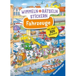 Ravensburger Wimmeln, Rätseln, Stickern: Fahrzeuge - Stickerbuch ab 4 Jahren, 13 Wimmelbilder, über 300 Sticker, Fahrzeuge | Stefan Lohr (2025)