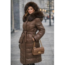 Max Original Leather Páperový kabát s kožušinou GEMINI-2321 marrone