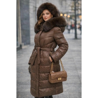 Max Original Leather Páperový kabát s kožušinou GEMINI-2321 marrone
