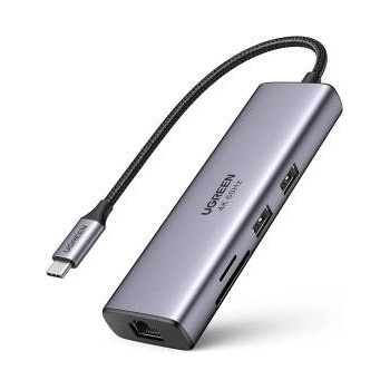 UGREEN CM512 7in1 HUB USB-C/2xUSB 3.2 Gen 1/HDMI 4K 60Hz/SD, TF card reader/USB-C PD 100W/RJ45 1000Mbps (1Gbps) gray