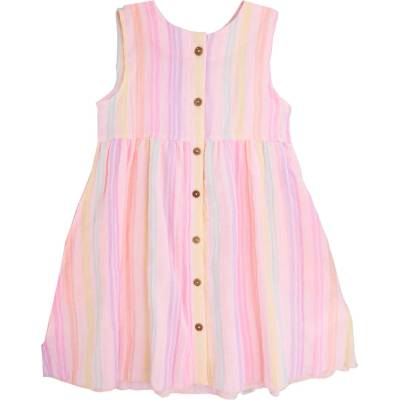 maximo Детска рокля maximo Kids' Mini Girls' Embroidered Muslin Dress - Zartrosa / Streifen - размер 134/140 (701-4485-0413)