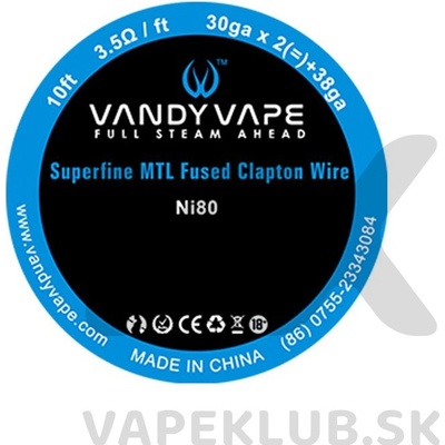 Vandy Vape Superfine MTL Fused Clapton Ni80 drôt 30ga*2+38ga 3m