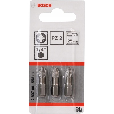 Skrutkovací bit Bosch Extra Hart PZ2, L 25 mm, 3 ks - 2607001558