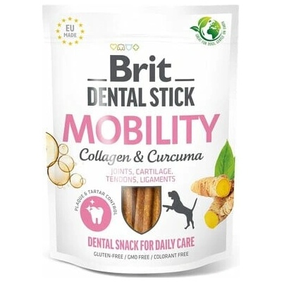 BRIT Dental Stick Mobility kurkuma a kolagén dentálny pamlsek pre psov podporujúci mobilitu 251 g
