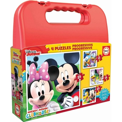Educa 16505 progressive 4 Cases Mickey Mouse Club house 25 20 16 12 dílků