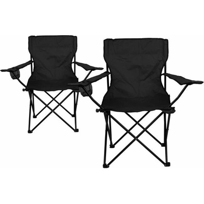 Divero 33436 Kempingová sada - 2x skládací židle s držákem - černá