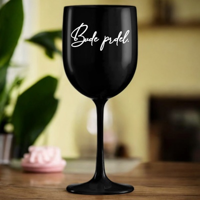 Ahome Sklenice na víno plastová Bude prdel černá 420 ml