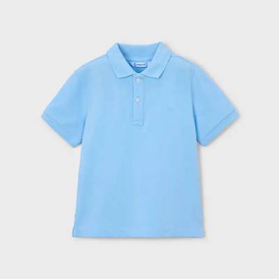MAYORAL Поло тениска къс ръкав памук basic небесно син цвят за мини момче Mayoral