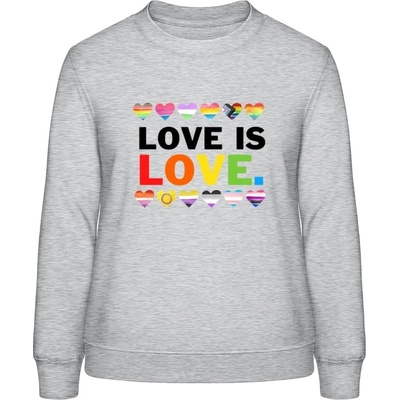 AWDis Sweat mikina Nápis Love is Love šedivá sivá