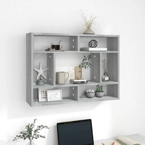vidaXL Стенен рафт, сив сонома, 75x16x55 см, инженерно дърво (815844)