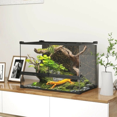 PawHut skleněné terárium pro plazy s přední ventilací 50 x 30 x 35 cm