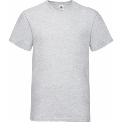 Fruit of the Loom Valueweight V-NECK T pánské tričko s výstřihem do V světle šedý melír