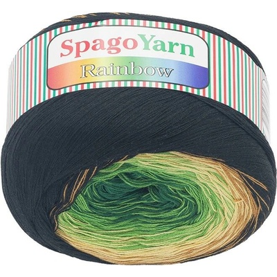 Bellatex Příze SpagoYarn Rainbow 250 g - 6 hnědá, zelená