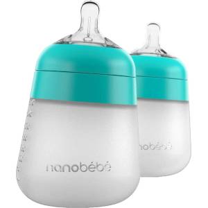 Nanobebe Комплект силиконови бутилки Nanobebe - Flexy, 270 ml, 2 броя, минт (31203) - ozone