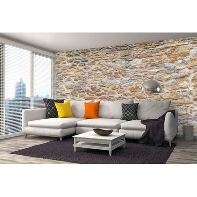 DIMEX ART Самозалепваща се флизелинова фототапета бежова каменна стена 375 x 250 см