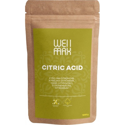 WellMax Kyselina citrónová, Citric Acid, 1000 g