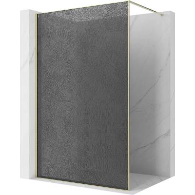 Mexen Kioto стенна преграда за душ Walk-in 140 x 200 cm, crackle графит 12 mm, злато (800-140-101-50-44-X)