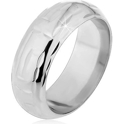 Šperky eshop Stříbrný prsten 925 zářezy ve tvaru L tvořící labyrint H12.14