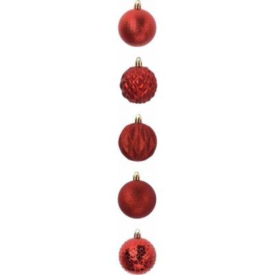 Christmas decoration Vánoční dekorace PLASTOVÉ DEKORATIVNÍ KOULE 6CM SADA 35 KS ČERVENÉ