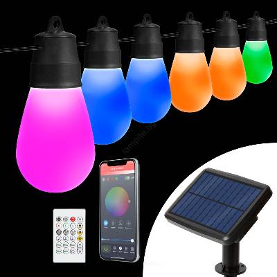 Garden of Eden Соларен LED гирлянд RGBIC 30xLED/1, 3W/3, 7V 2200 mAh 14, 37 m IP65 черен + ДУ (LC4003)