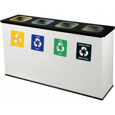 Alda Sestava na tříděný odpad Eko Station 4 x 60 l, lakovaná ocel, bílá/černé víko 135E/A