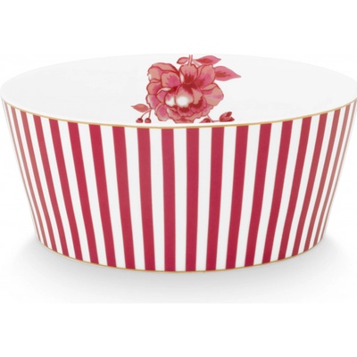 Pip Studio Royal stripes miska bílo-tmavě růžová ∅ 15 cm