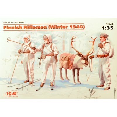 ICM Finnish Riflemen Winter 1940 3 Figures+Reindeer 1:35