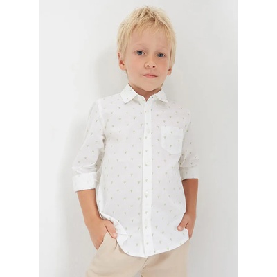 MAYORAL Риза с дълъг ръкав микрощампи за момче Майорал в бяло