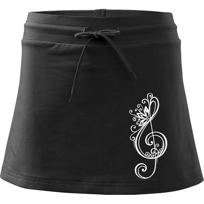 Husľový kľúč kvety šporrtová sukňa Two in One čierna
