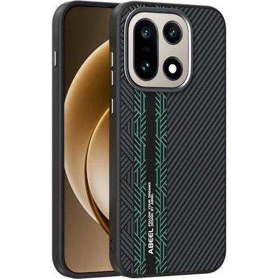 OnePlus ABEEL Магнитен калъф за OnePlus 15 5G- PU кожа, Алуминиева рамка, MagSafe(2500 Gauss), Вкл. Протектор (Черен, Черно-Зелен)