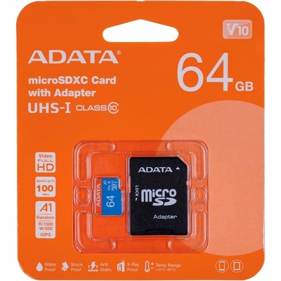 ADATA microSDXC 64 GB UHS-I U1 AUSDX64GUICL10A1-RA1