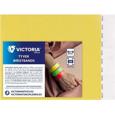 VICTORIA Identifikační náramky, 3/4, neon žlutá, tyvek VICTORIA ,balení 100 ks 437889 – Zboží Dáma