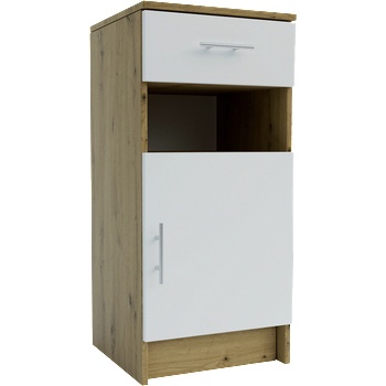 Шкаф с врата и чекмедже Stefany дъб артизан и бяло