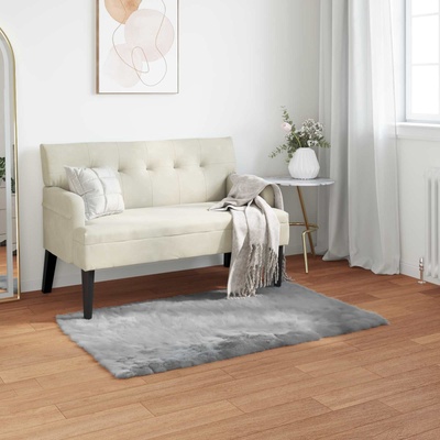 vidaXL Изкуствена овча килим TAFALLA Сиво 60 x 110 cm Полиестер (42021521)